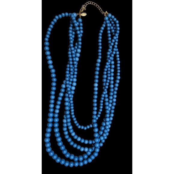 Lisa E Multilayer Blue Beaded Necklace - Picture 2 of 9